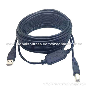 10m AM to BM USB2.0 Active Cable for PC and Printing, Molded Shell Type Connector